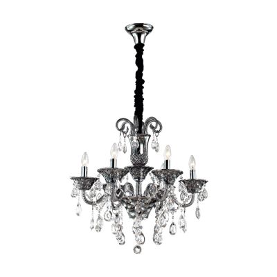 2940/6 ODL16 609 хром/темн.серое стекло/подвески хрусталь Люстра E14 6*40W 220V VALENSA