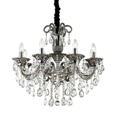 2940/8 ODL16 608 хром/темн.серое стекло/подвески хрусталь Люстра E14 8*40W 220V VALENSA